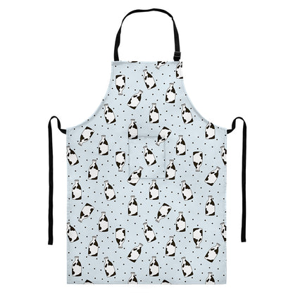 Cow Milk Bottle Pattern Print Bib Apron With Pocket