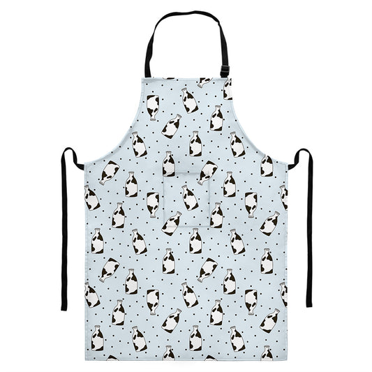 Cow Milk Bottle Pattern Print Bib Apron With Pocket