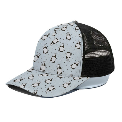 Cow Milk Bottle Pattern Print Black Mesh Trucker Cap