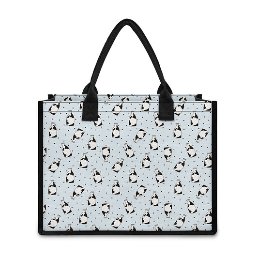 Cow Milk Bottle Pattern Print Canvas Tote Bag