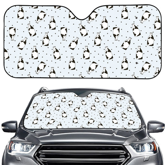 Cow Milk Bottle Pattern Print Car Windshield Sun Shade