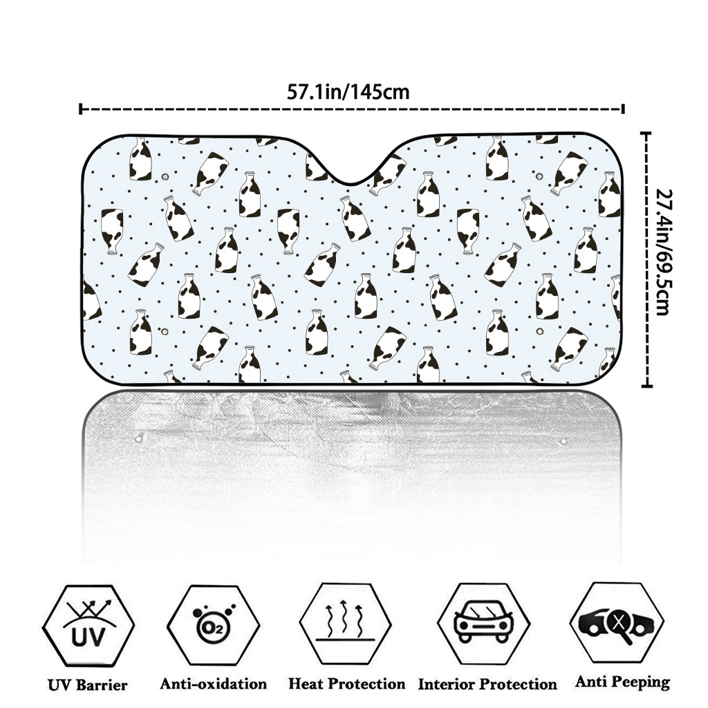 Cow Milk Bottle Pattern Print Car Windshield Sun Shade