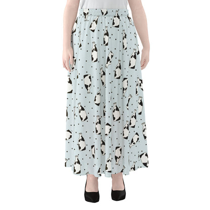 Cow Milk Bottle Pattern Print Chiffon Maxi Skirt