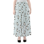 Cow Milk Bottle Pattern Print Chiffon Maxi Skirt