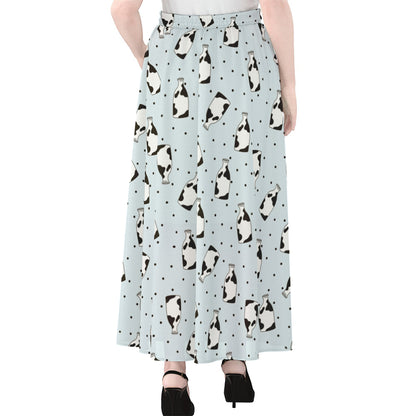 Cow Milk Bottle Pattern Print Chiffon Maxi Skirt
