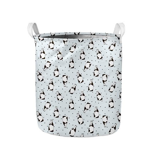 Cow Milk Bottle Pattern Print Collapsible Laundry Basket