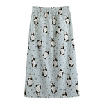Cow Milk Bottle Pattern Print Cotton Front Slit Maxi Skirt