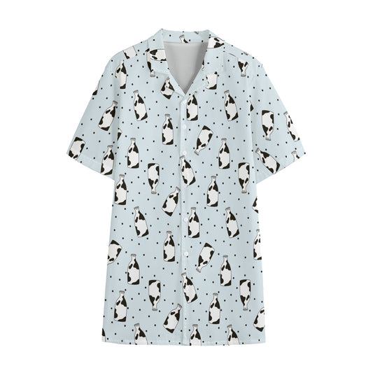 Cow Milk Bottle Pattern Print Cotton Hawaiian Shirt