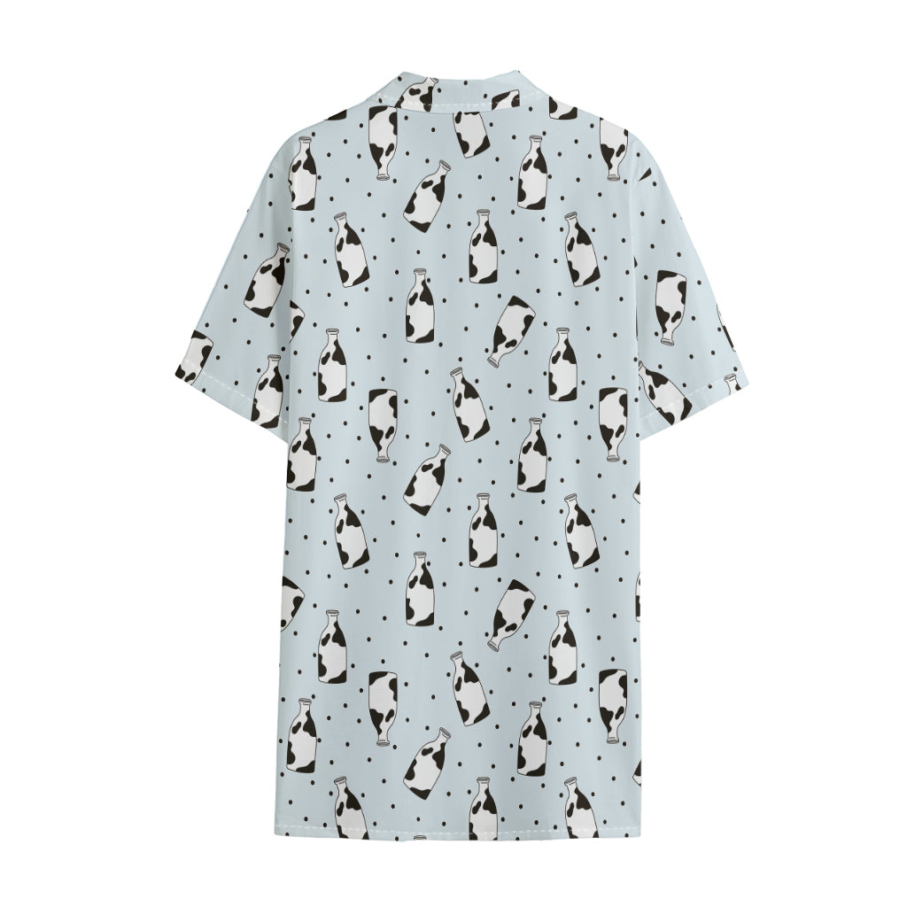 Cow Milk Bottle Pattern Print Cotton Hawaiian Shirt