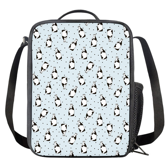 Cow Milk Bottle Pattern Print Crossbody Lunch Bag