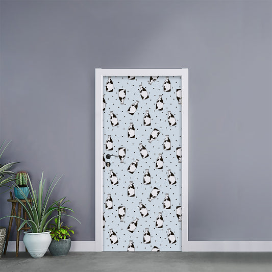 Cow Milk Bottle Pattern Print Door Sticker