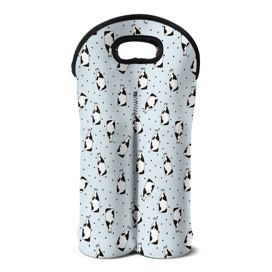 Cow Milk Bottle Pattern Print Double Neoprene Wine Tote