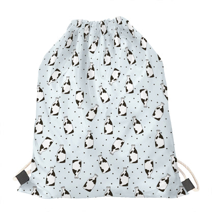 Cow Milk Bottle Pattern Print Drawstring Bag