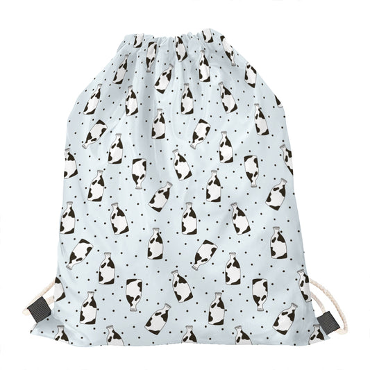Cow Milk Bottle Pattern Print Drawstring Bag