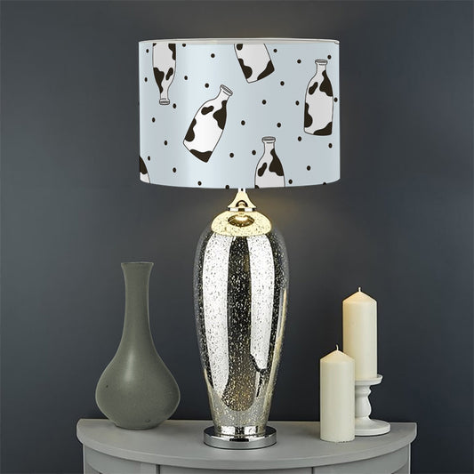 Cow Milk Bottle Pattern Print Drum Lamp Shade