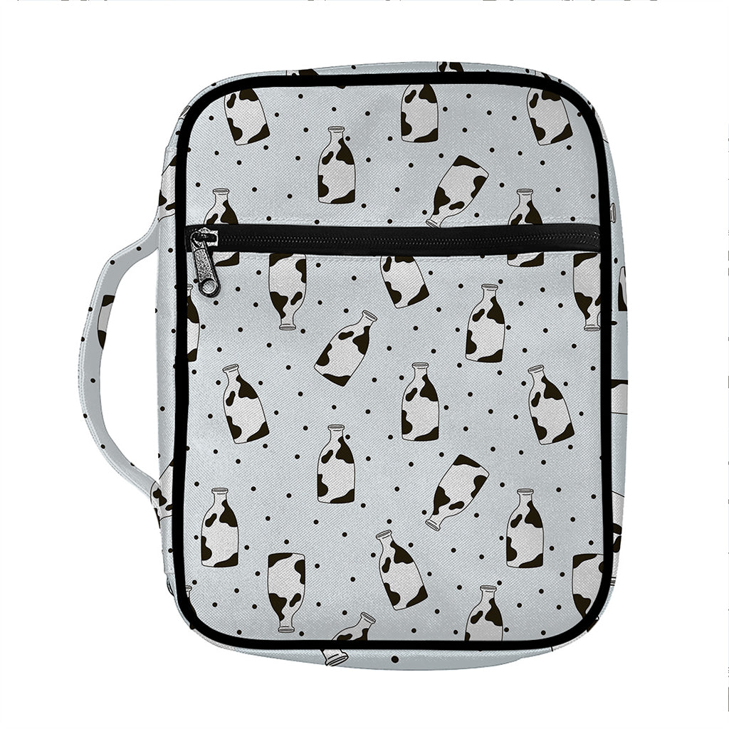 Cow Milk Bottle Pattern Print Front Pocket Bible Bag