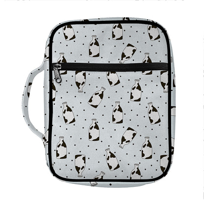 Cow Milk Bottle Pattern Print Front Pocket Bible Bag