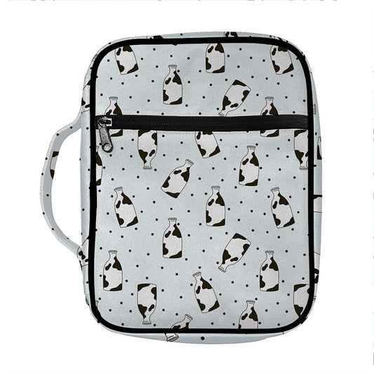 Cow Milk Bottle Pattern Print Front Pocket Bible Bag