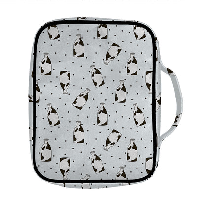 Cow Milk Bottle Pattern Print Front Pocket Bible Bag