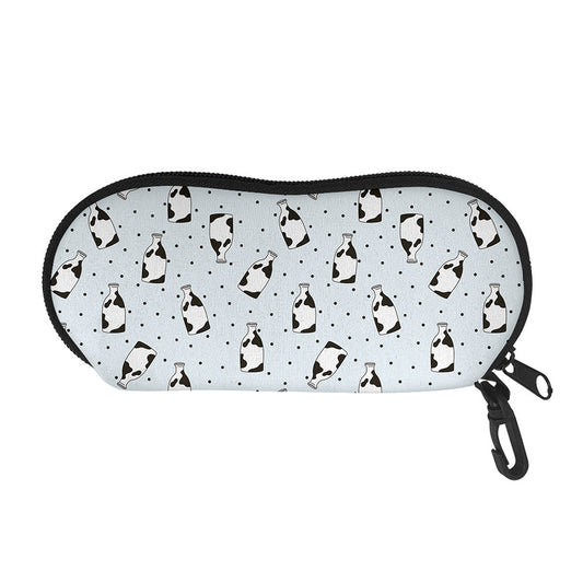 Cow Milk Bottle Pattern Print Glasses Case