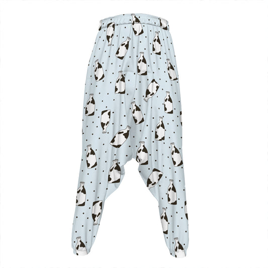 Cow Milk Bottle Pattern Print Hammer Pants