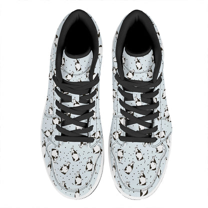 Cow Milk Bottle Pattern Print High Top Leather Sneakers