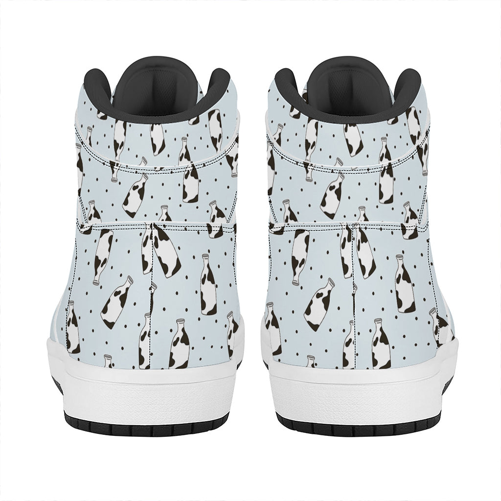 Cow Milk Bottle Pattern Print High Top Leather Sneakers