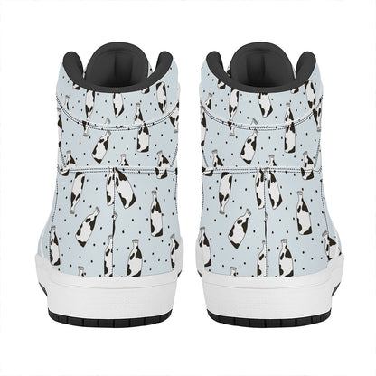 Cow Milk Bottle Pattern Print High Top Leather Sneakers