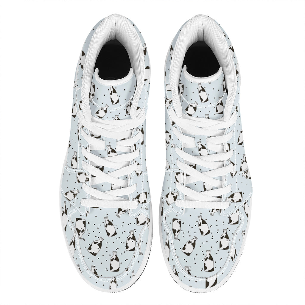 Cow Milk Bottle Pattern Print High Top Leather Sneakers