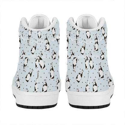 Cow Milk Bottle Pattern Print High Top Leather Sneakers