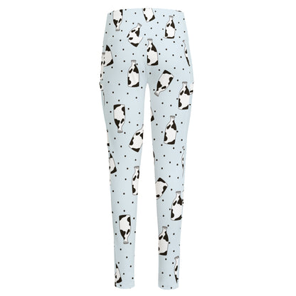 Cow Milk Bottle Pattern Print High-Waisted Pocket Leggings