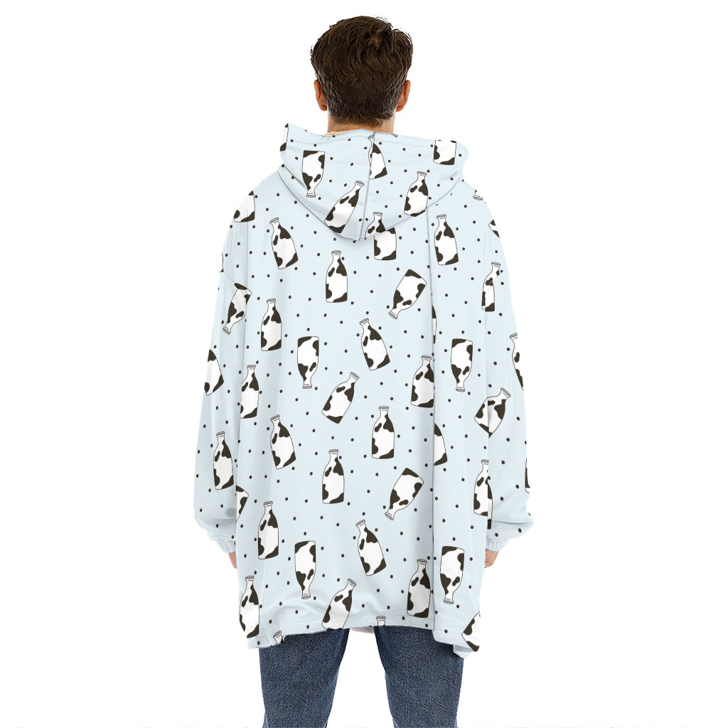 Cow Milk Bottle Pattern Print Hoodie Blanket