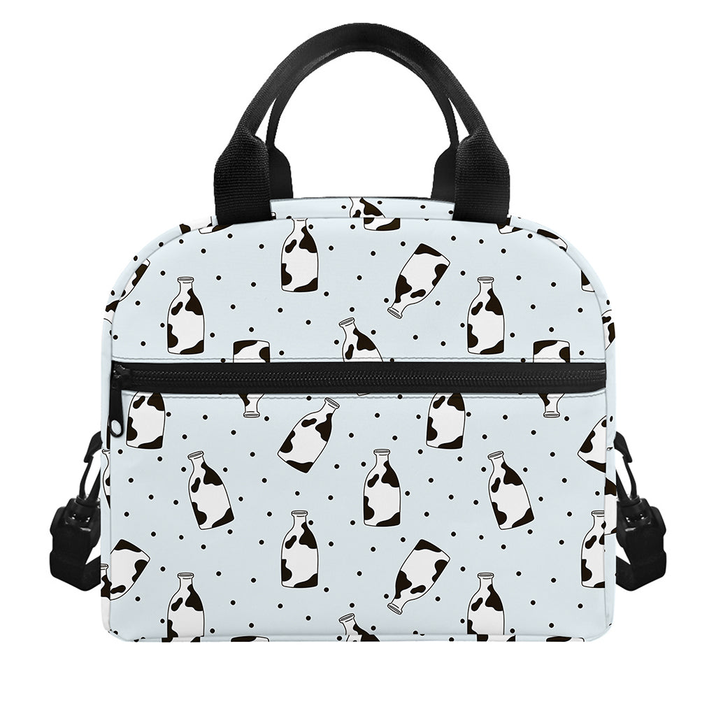 Cow Milk Bottle Pattern Print Insulated Lunch Bag