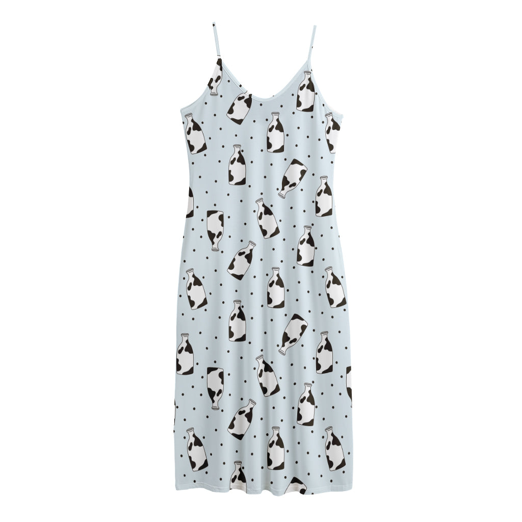 Cow Milk Bottle Pattern Print Jersey Midi Cami Dress