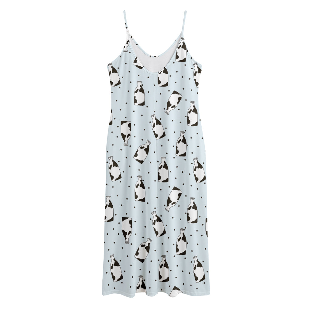 Cow Milk Bottle Pattern Print Jersey Midi Cami Dress