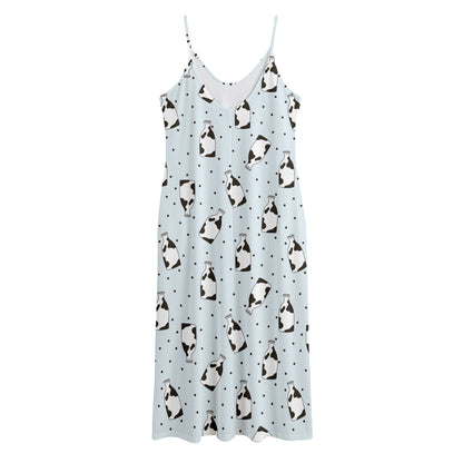 Cow Milk Bottle Pattern Print Jersey Midi Cami Dress
