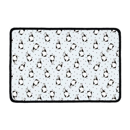 Cow Milk Bottle Pattern Print Kitchen Mat