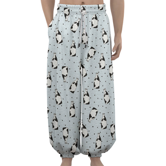 Cow Milk Bottle Pattern Print Lantern Pants