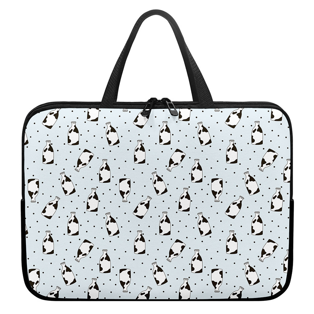 Cow Milk Bottle Pattern Print Laptop Sleeve With Handle