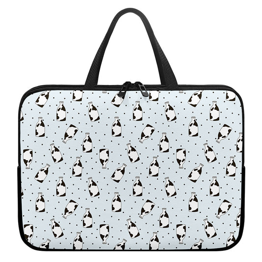 Cow Milk Bottle Pattern Print Laptop Sleeve With Handle