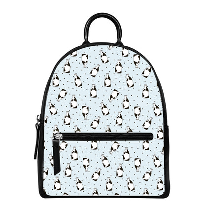 Cow Milk Bottle Pattern Print Leather Backpack