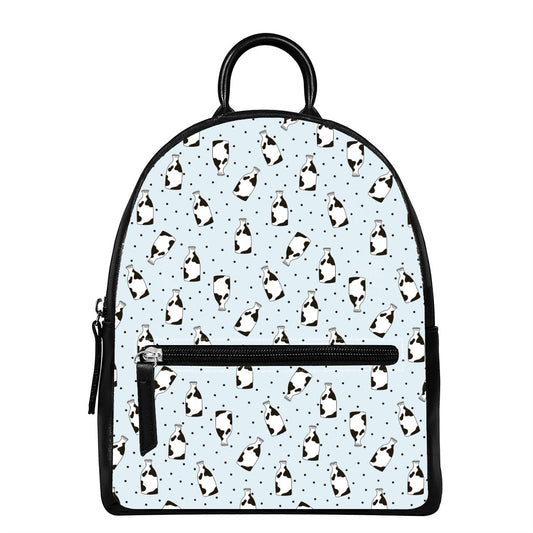 Cow Milk Bottle Pattern Print Leather Backpack