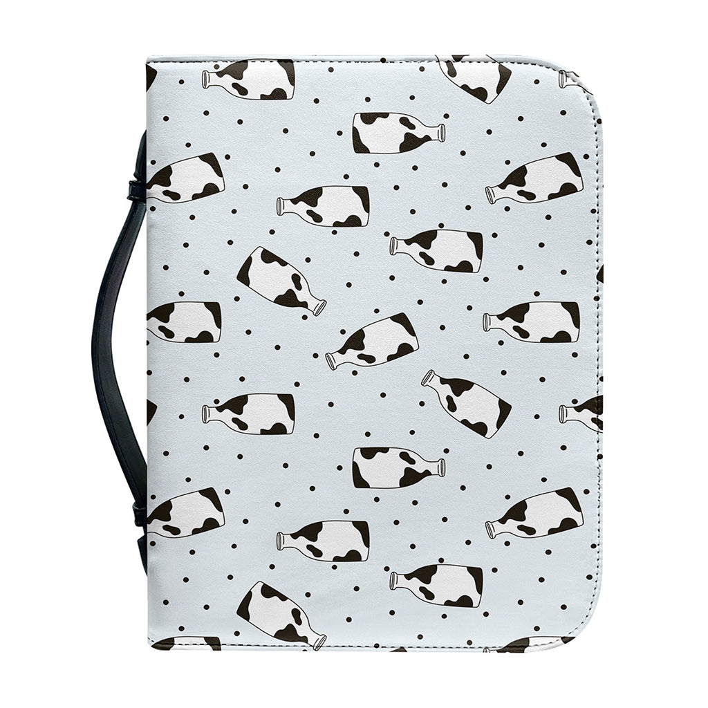 Cow Milk Bottle Pattern Print Leather Bible Cover