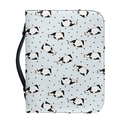 Cow Milk Bottle Pattern Print Leather Bible Cover