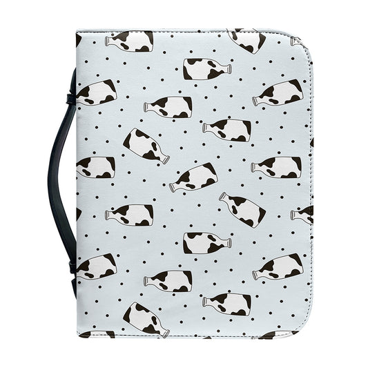 Cow Milk Bottle Pattern Print Leather Bible Cover