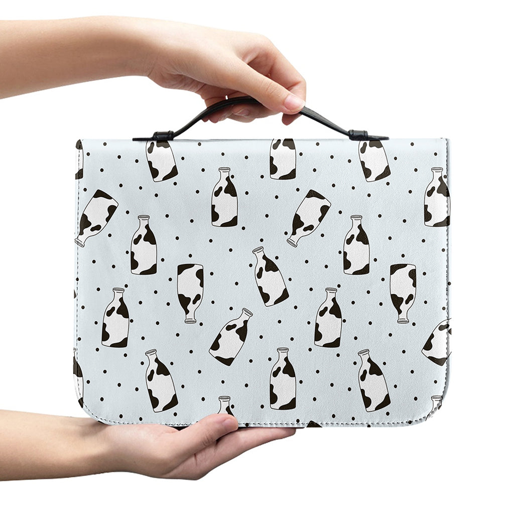 Cow Milk Bottle Pattern Print Leather Bible Cover