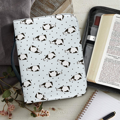 Cow Milk Bottle Pattern Print Leather Bible Cover