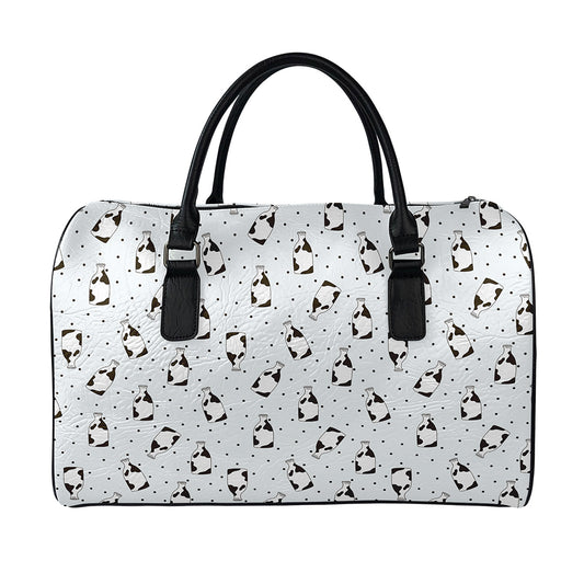 Cow Milk Bottle Pattern Print Leather Duffle Bag