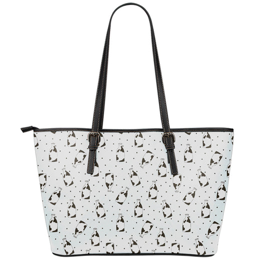 Cow Milk Bottle Pattern Print Leather Tote Bag