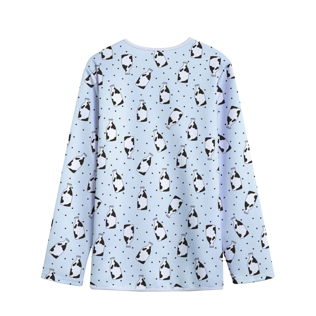Cow Milk Bottle Pattern Print Long Sleeve Short Coat